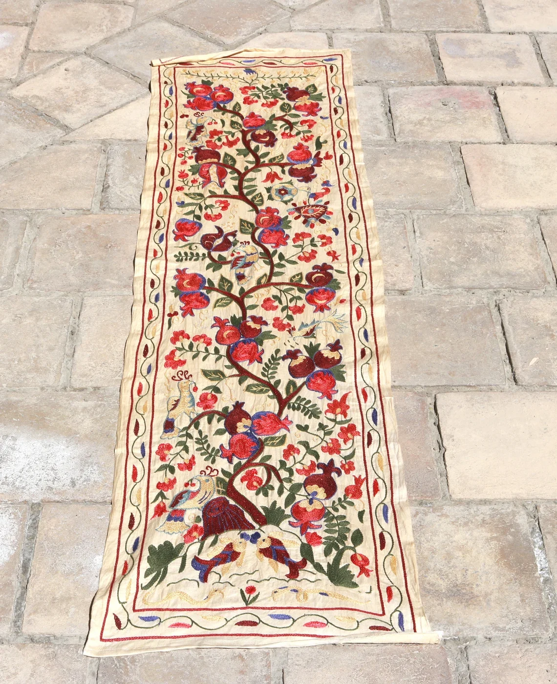 il_1140xN.5248075949_7mqq Suzani Runner Uzbek Silk embroidery,Suzani Fabric Suzani Wall Hanging, Bedspread, Bed cover, Wall hanging, Wall Decor fabric, Tablecloth