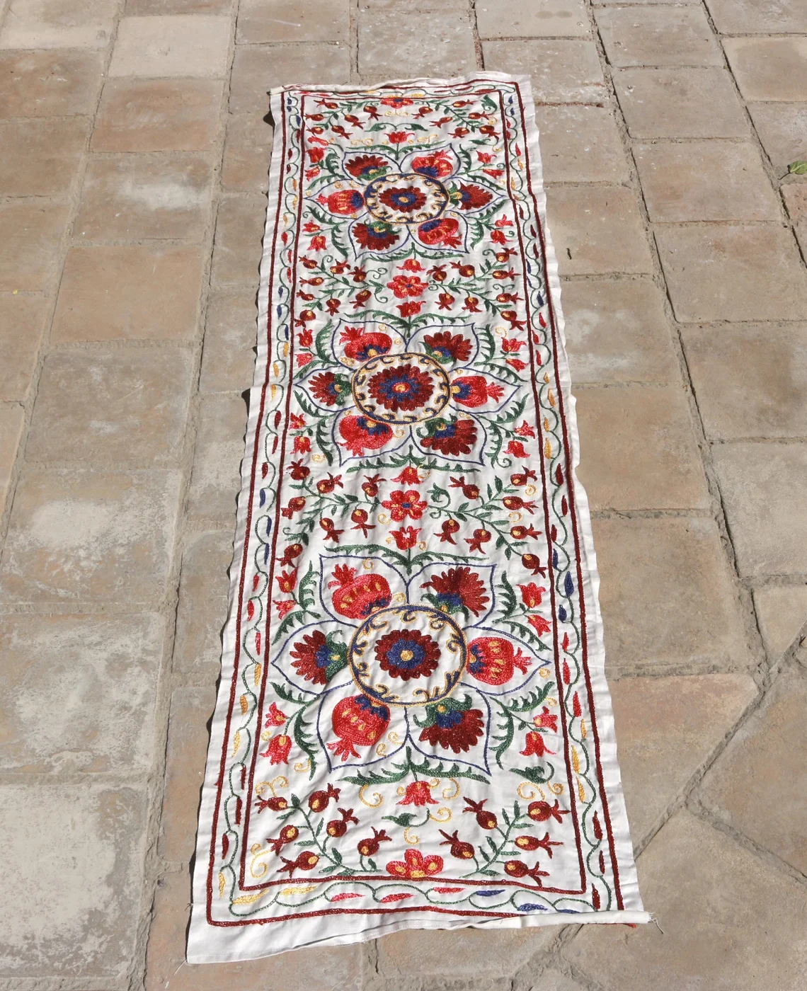 Suzani Runner Uzbek Silk embroidery,Suzani Fabric Suzani Wall Hanging, Bedspread, Bed cover, Wall hanging, Wall Decor fabric, Tablecloth