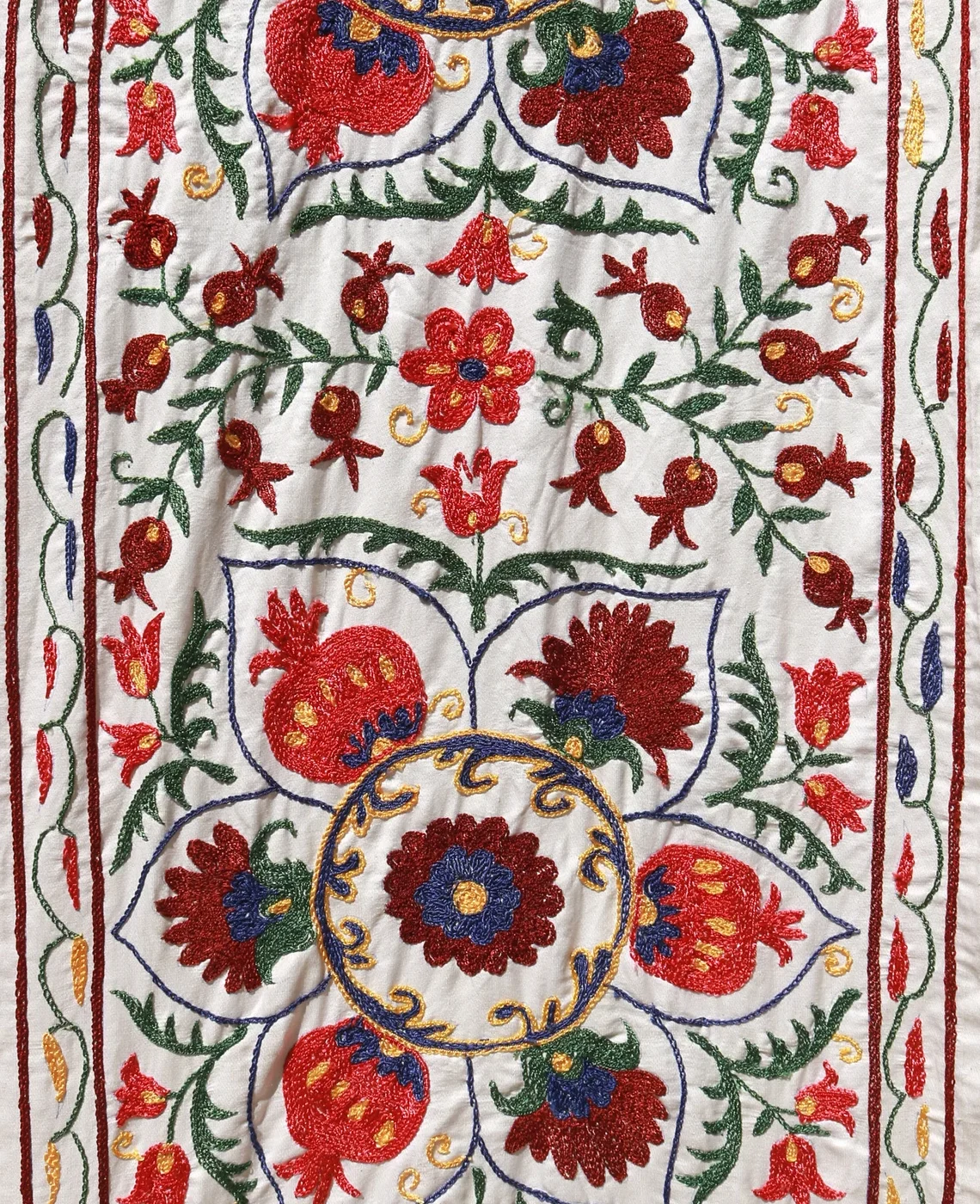 Suzani Runner Uzbek Silk embroidery,Suzani Fabric Suzani Wall Hanging, Bedspread, Bed cover, Wall hanging, Wall Decor fabric, Tablecloth