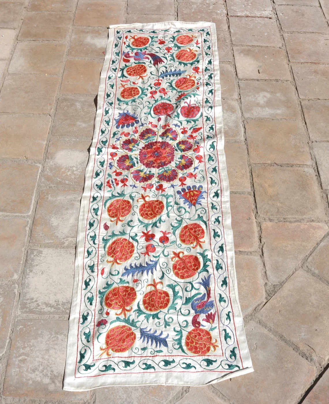 il_1140xN.5398680393_g266 Suzani Runner Uzbek Silk embroidery,Suzani Fabric Suzani Wall Hanging, Bedspread, Bed cover, Wall hanging, Wall Decor fabric, Tablecloth