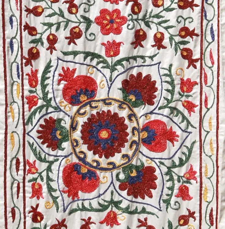il_1140xN.5398694261_dxyv Suzani Runner Uzbek Silk embroidery,Suzani Fabric Suzani Wall Hanging, Bedspread, Bed cover, Wall hanging, Wall Decor fabric, Tablecloth