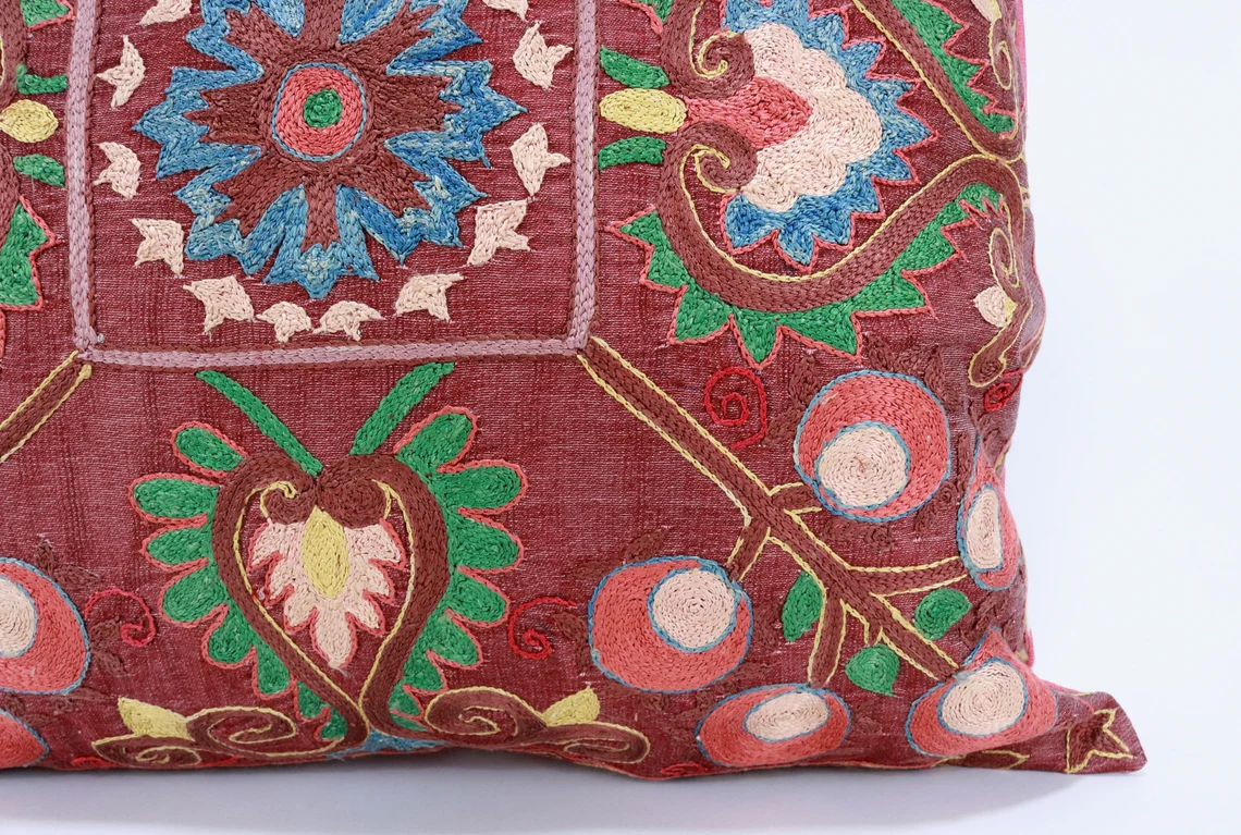 Suzani Pillow Uzbek hand embroidery Suzani Throw Pillow, Suzani Cushion Cover Suzani Pillow Cover Hand Embroidery Pillow Best Sale