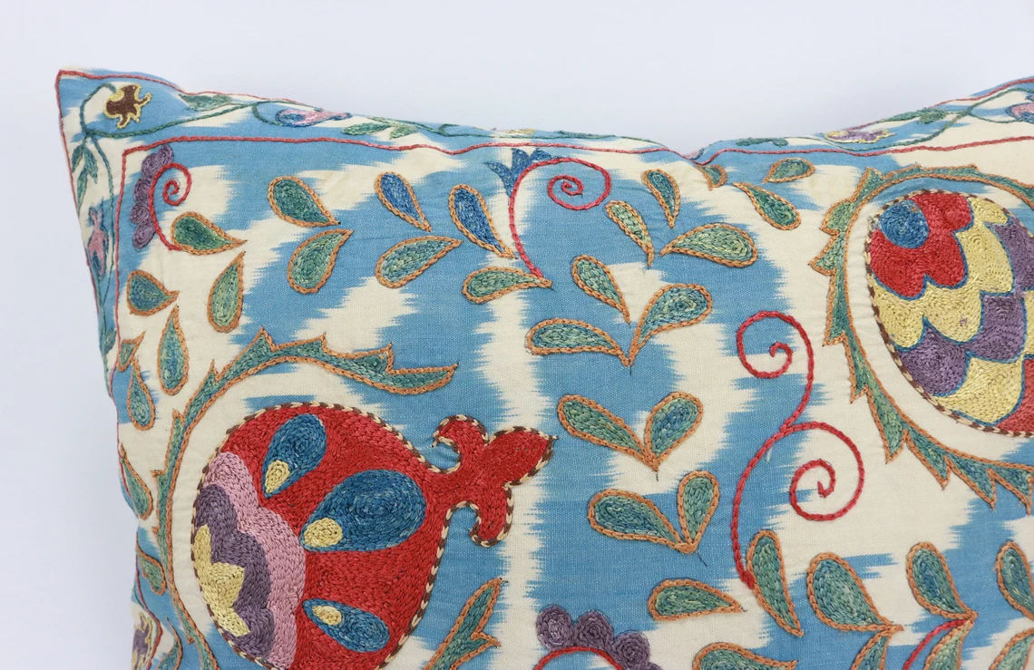 Suzani Pillow Uzbek hand embroidery Suzani Throw Pillow, Suzani Cushion Cover Suzani Pillow Cover Hand Embroidery Pillow Best Sale