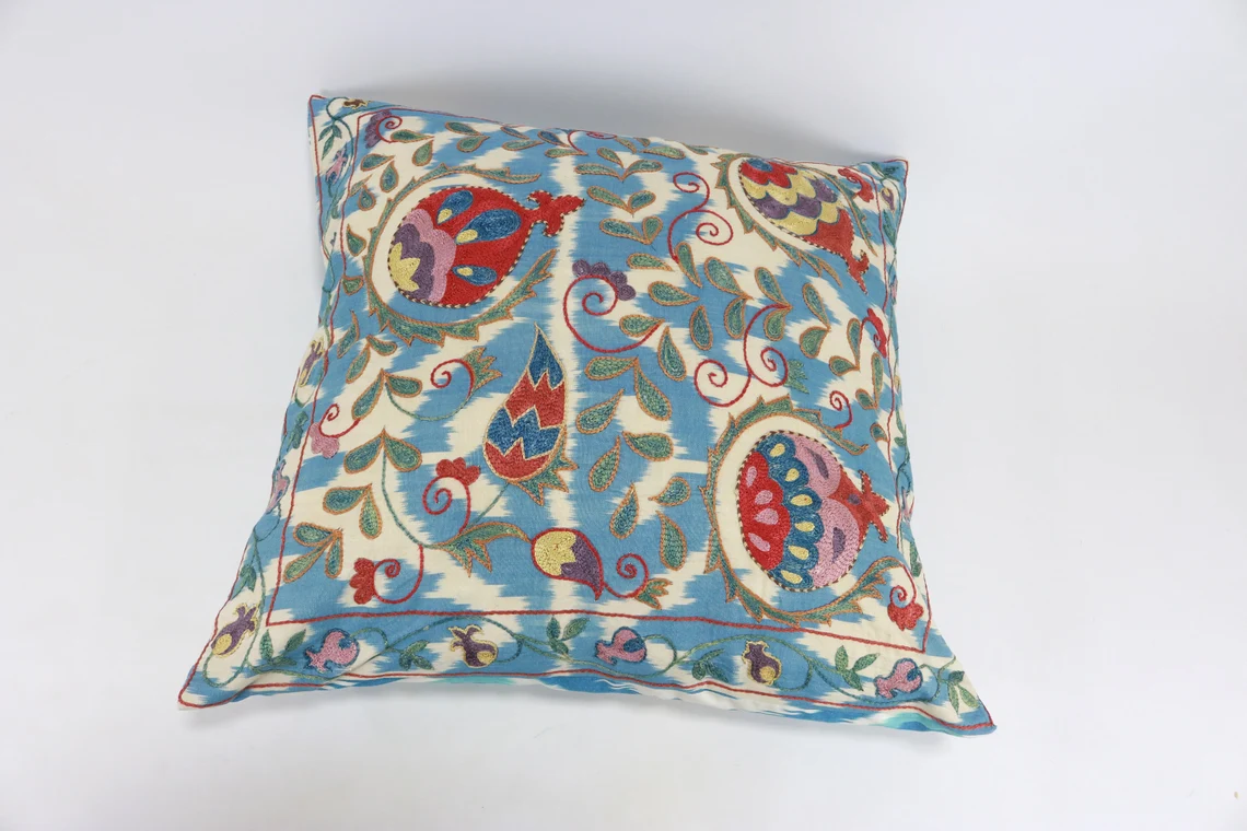 Suzani Pillow Uzbek hand embroidery Suzani Throw Pillow, Suzani Cushion Cover Suzani Pillow Cover Hand Embroidery Pillow Best Sale
