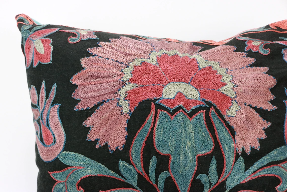 Suzani Pillow Uzbek hand embroidery Suzani Throw Pillow, Suzani Cushion Cover Suzani Pillow Cover Hand Embroidery Pillow Best Sale