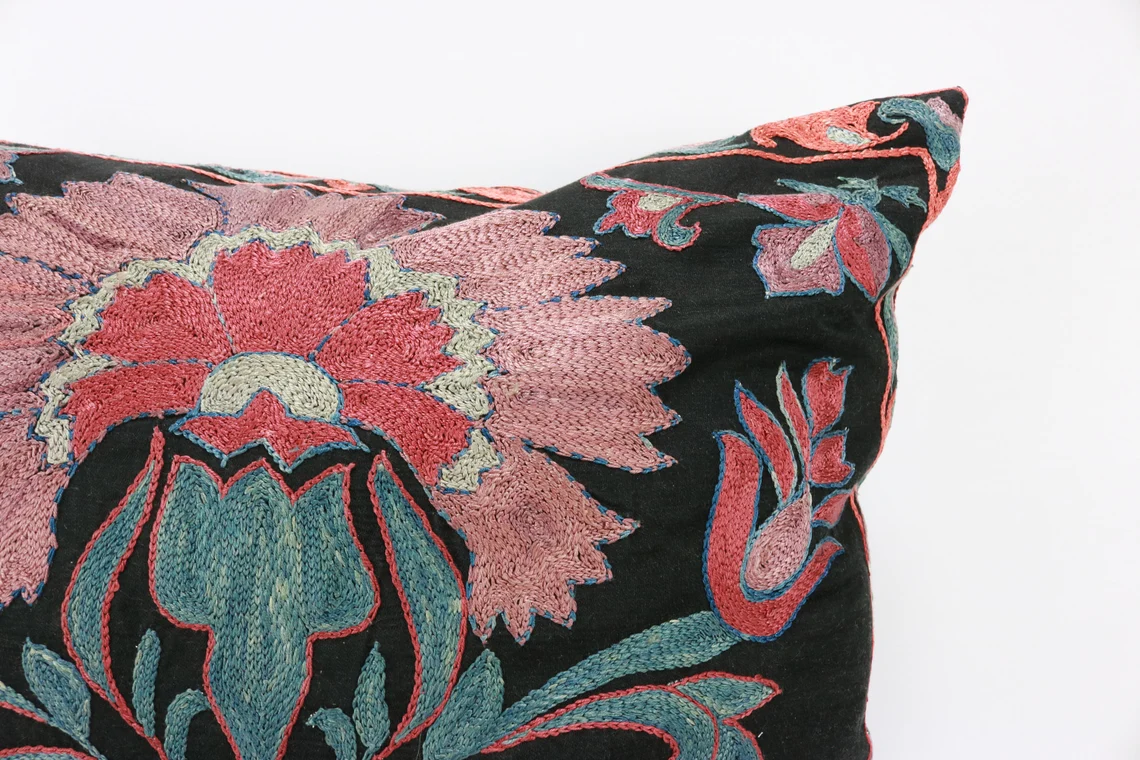 Suzani Pillow Uzbek hand embroidery Suzani Throw Pillow, Suzani Cushion Cover Suzani Pillow Cover Hand Embroidery Pillow Best Sale