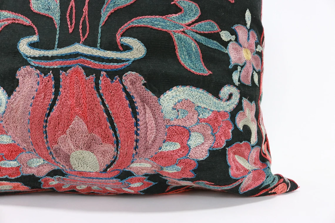 Suzani Pillow Uzbek hand embroidery Suzani Throw Pillow, Suzani Cushion Cover Suzani Pillow Cover Hand Embroidery Pillow Best Sale