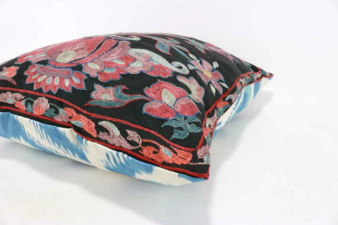 Suzani Pillow Uzbek hand embroidery Suzani Throw Pillow, Suzani Cushion Cover Suzani Pillow Cover Hand Embroidery Pillow Best Sale