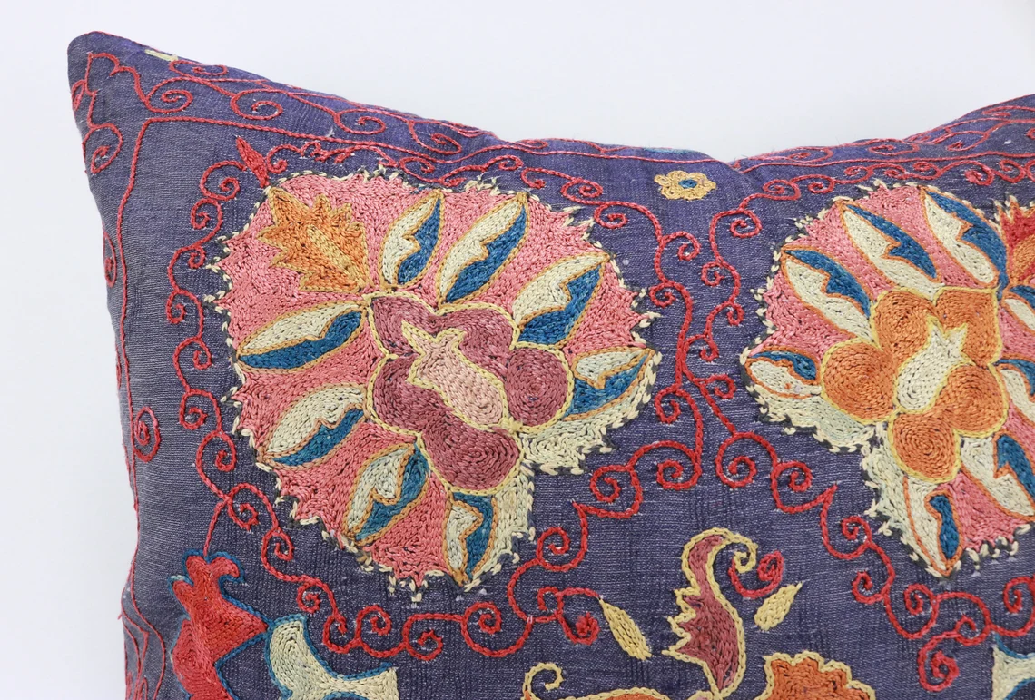 Suzani Pillow Uzbek hand embroidery Suzani Throw Pillow, Suzani Cushion Cover Suzani Pillow Cover Hand Embroidery Pillow Best Sale