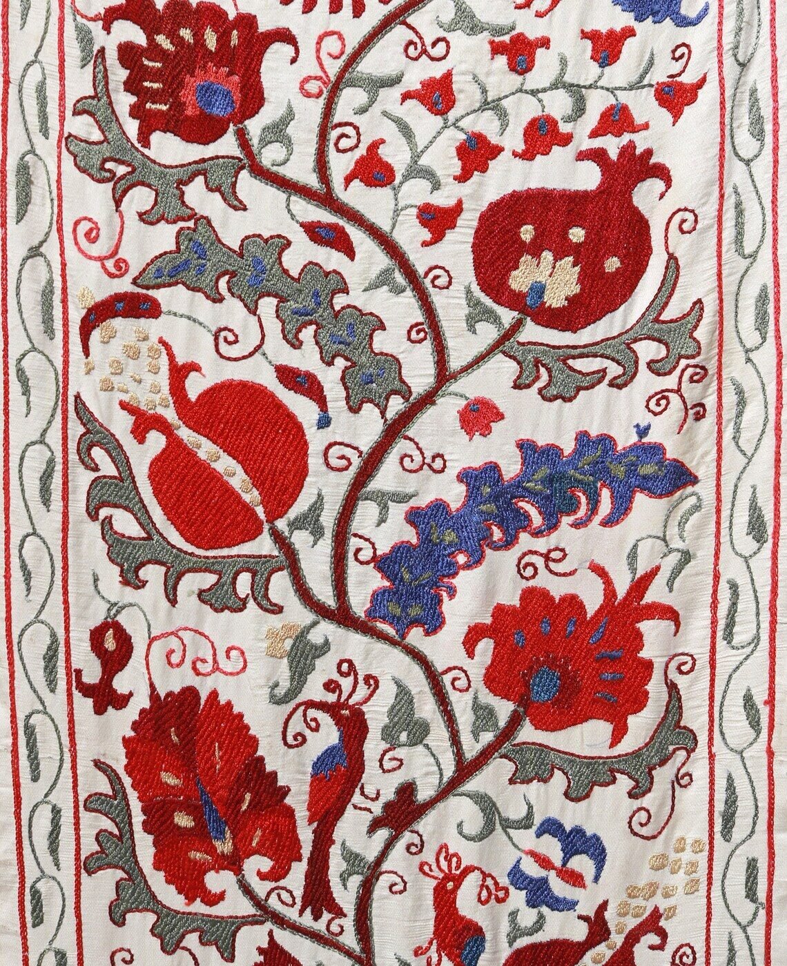 il_1140xN.5545091044_m80f Suzani Runner Uzbek Silk embroidery,Suzani Fabric Suzani Wall Hanging, Bedspread, Bed cover, Wall hanging, Wall Decor fabric, Tablecloth