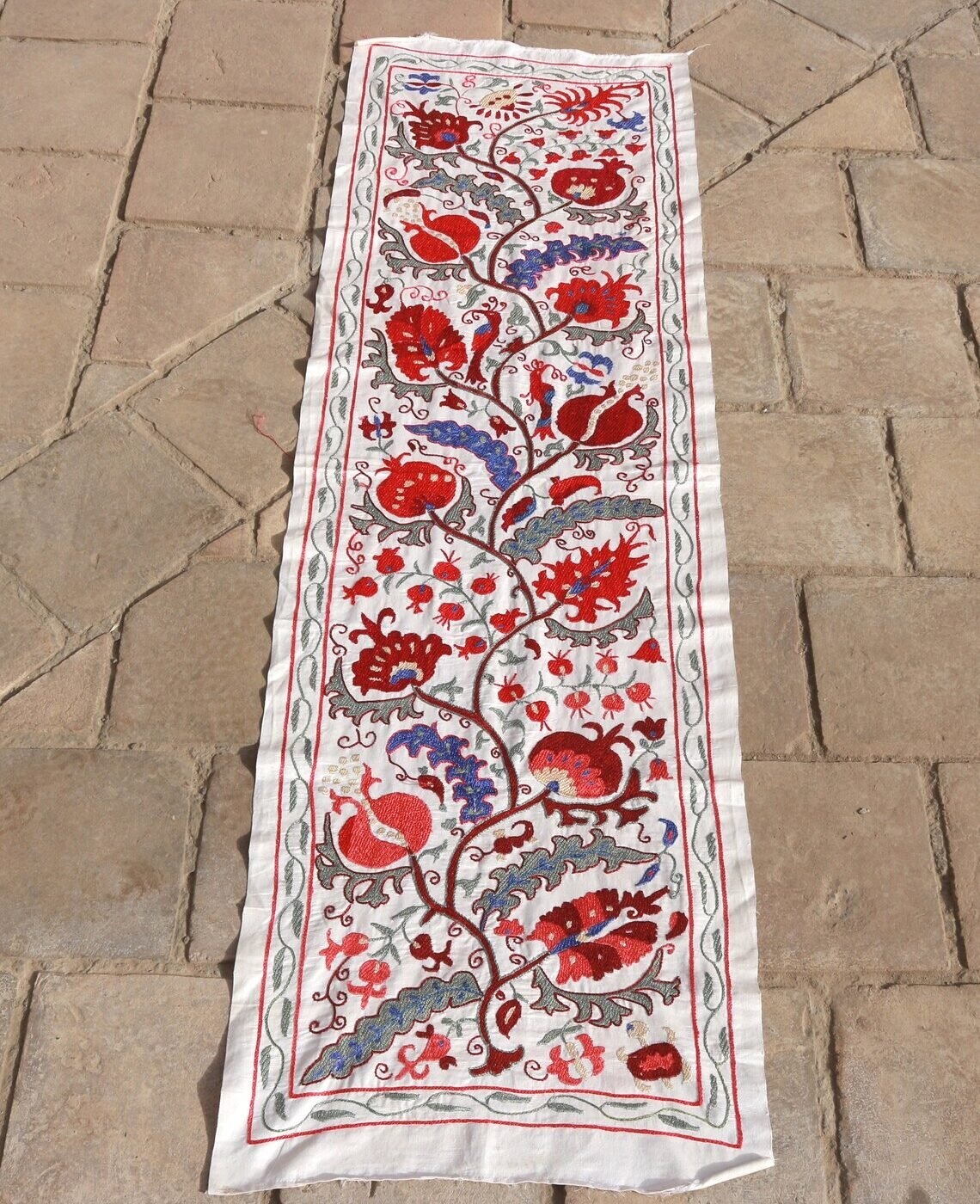 il_1140xN.5545091222_a5po Suzani Runner Uzbek Silk embroidery,Suzani Fabric Suzani Wall Hanging, Bedspread, Bed cover, Wall hanging, Wall Decor fabric, Tablecloth
