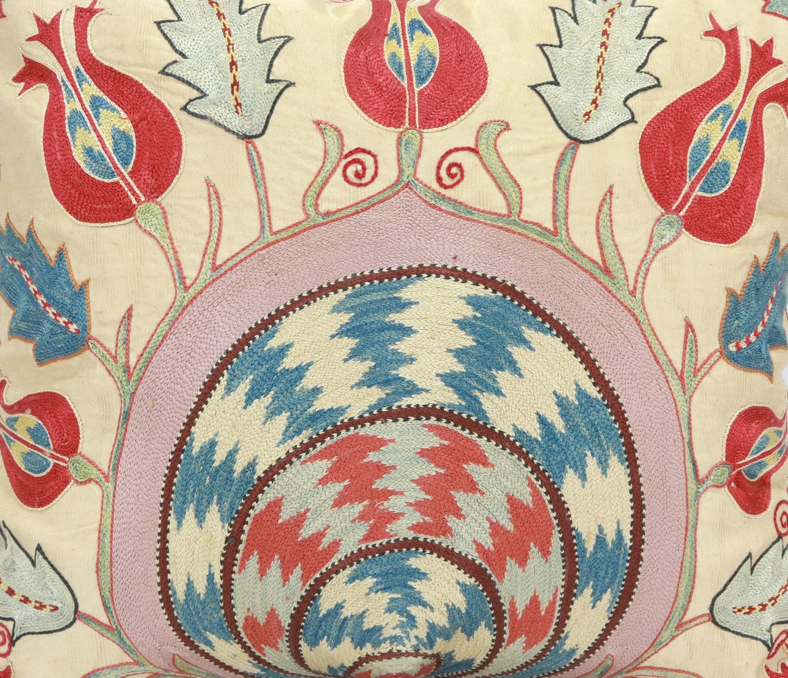 Uzbek Embroidery Suzani Pillow, Suzani Throw Pillow, Suzani Cushion Cover, Suzani Pillow Cover, Hand Embroidery Suzani Pillow, Best Sale