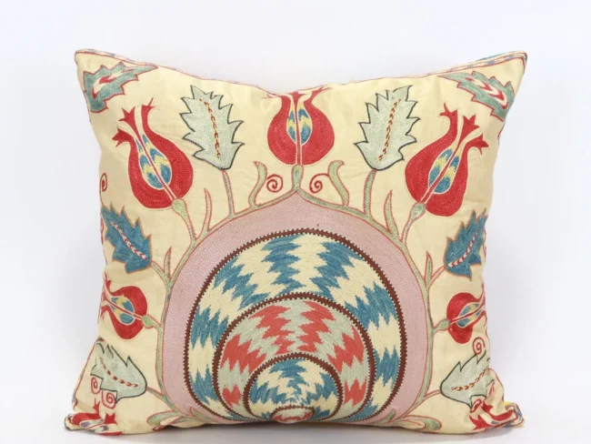 Uzbek Embroidery Suzani Pillow, Suzani Throw Pillow, Suzani Cushion Cover, Suzani Pillow Cover, Hand Embroidery Suzani Pillow, Best Sale
