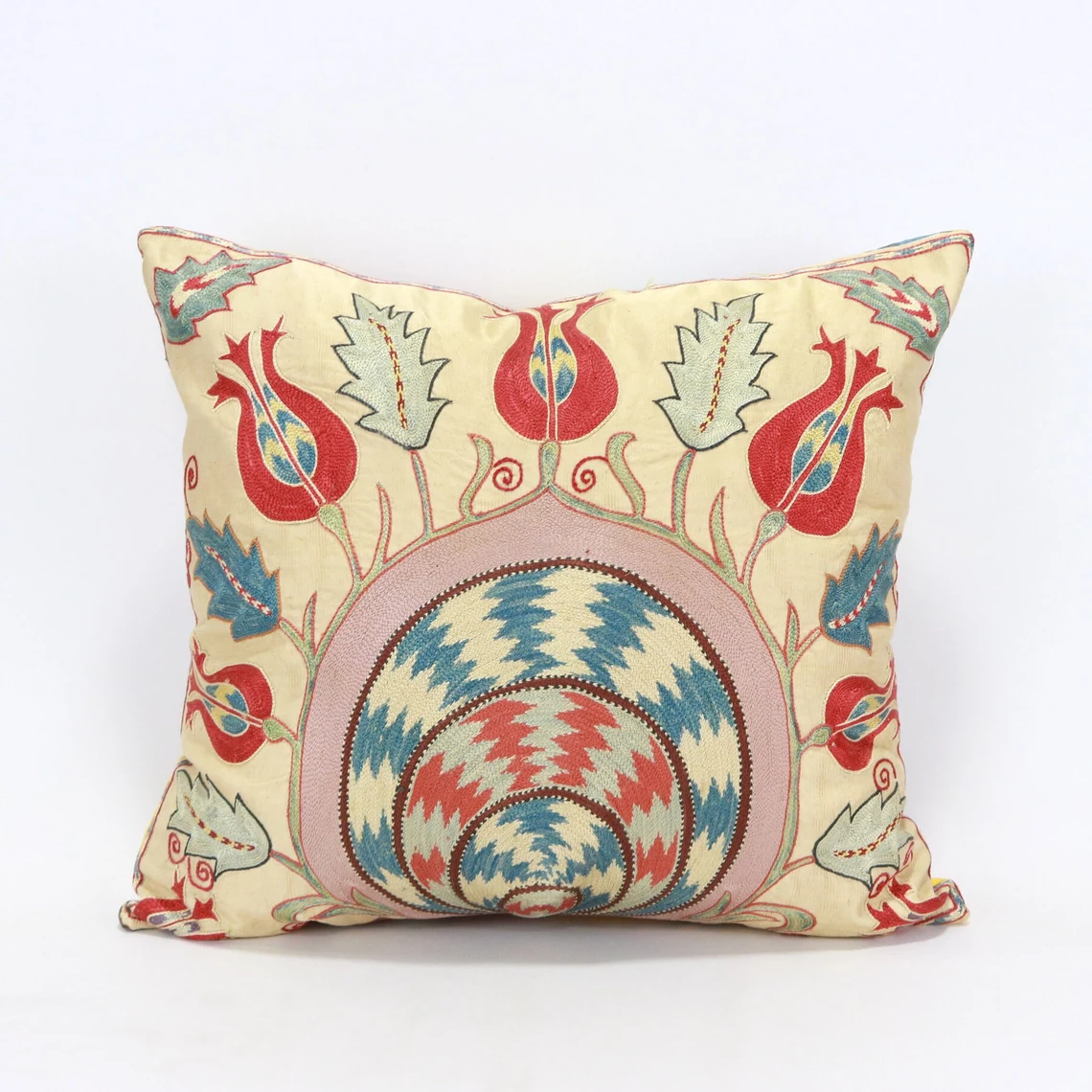 Uzbek Embroidery Suzani Pillow, Suzani Throw Pillow, Suzani Cushion Cover, Suzani Pillow Cover, Hand Embroidery Suzani Pillow, Best Sale
