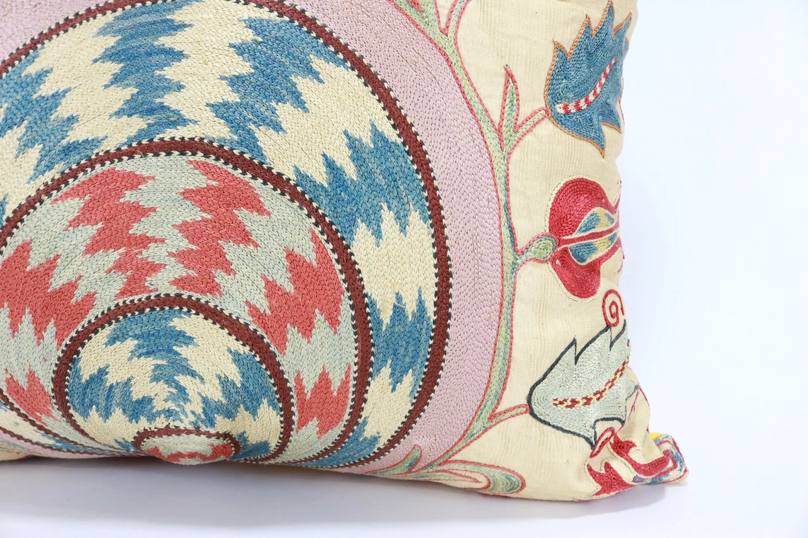 Uzbek Embroidery Suzani Pillow, Suzani Throw Pillow, Suzani Cushion Cover, Suzani Pillow Cover, Hand Embroidery Suzani Pillow, Best Sale