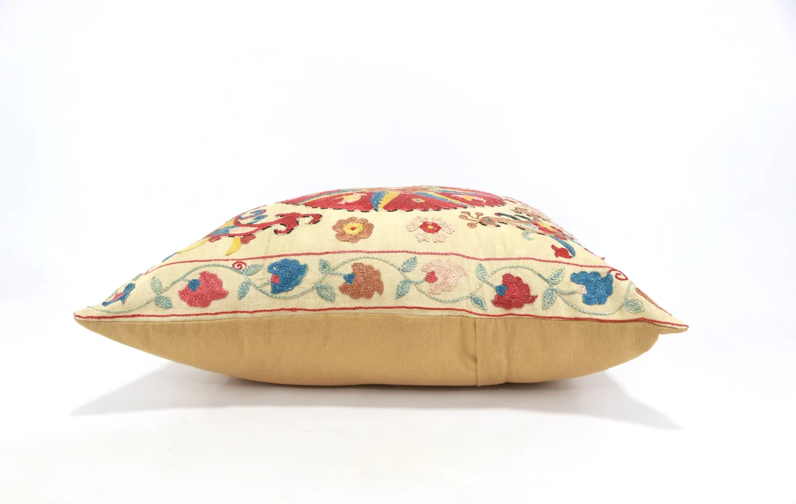 Uzbek Embroidery Suzani Pillow, Suzani Throw Pillow, Suzani Cushion Cover, Suzani Pillow Cover, Hand Embroidery Suzani Pillow, Best Sale