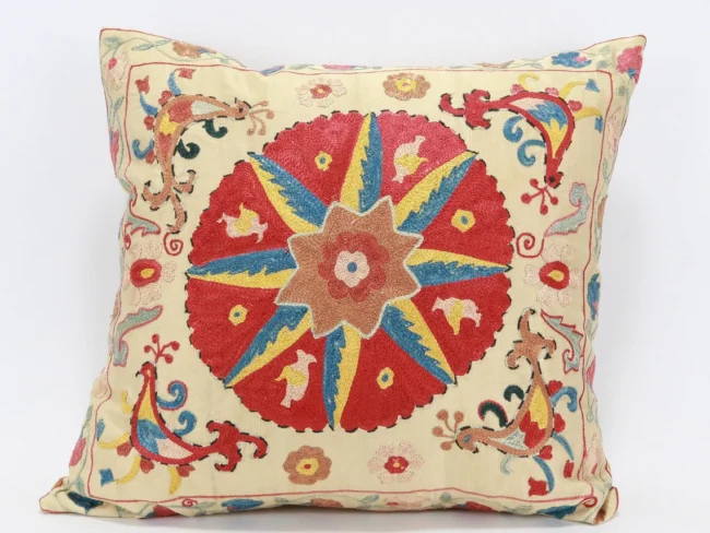 Uzbek Embroidery Suzani Pillow, Suzani Throw Pillow, Suzani Cushion Cover, Suzani Pillow Cover, Hand Embroidery Suzani Pillow, Best Sale