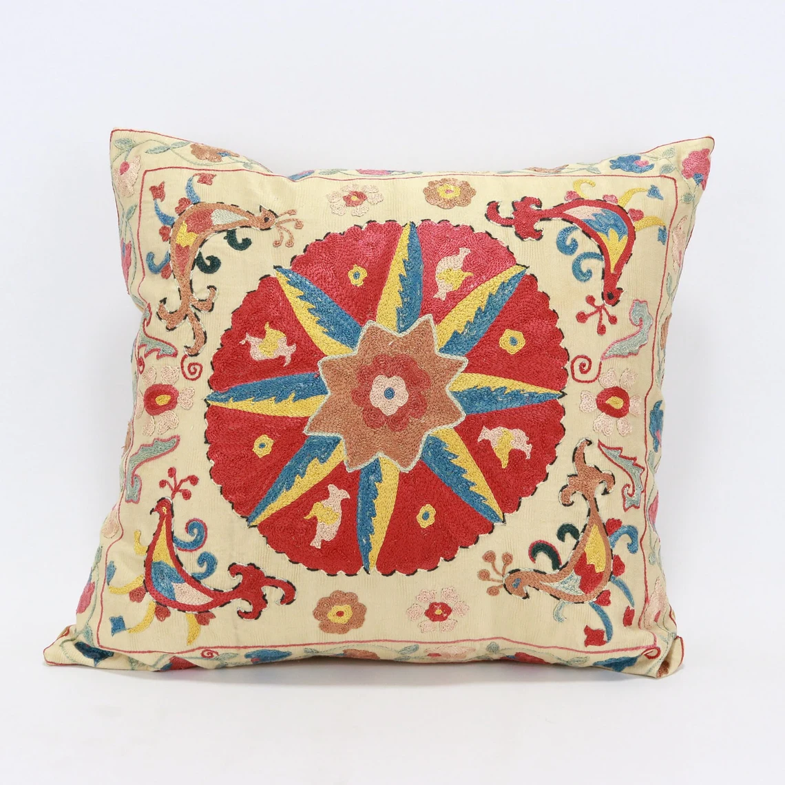 Uzbek Embroidery Suzani Pillow, Suzani Throw Pillow, Suzani Cushion Cover, Suzani Pillow Cover, Hand Embroidery Suzani Pillow, Best Sale