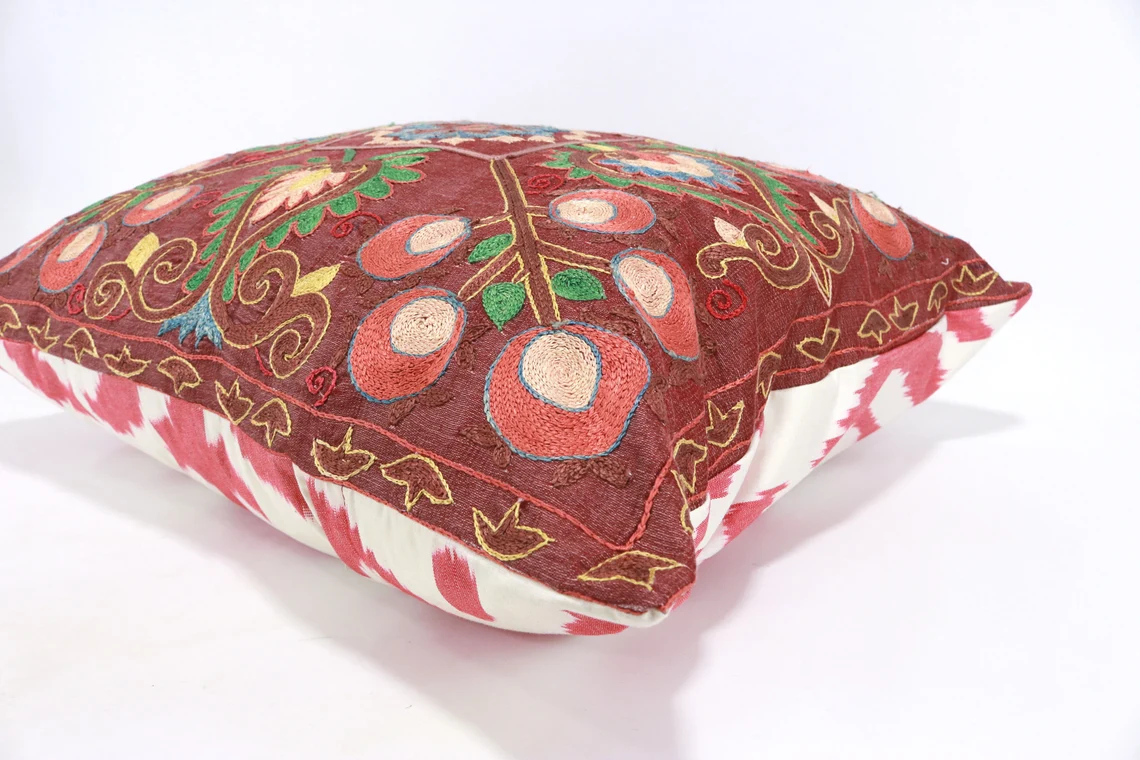 Suzani Pillow Uzbek hand embroidery Suzani Throw Pillow, Suzani Cushion Cover Suzani Pillow Cover Hand Embroidery Pillow Best Sale
