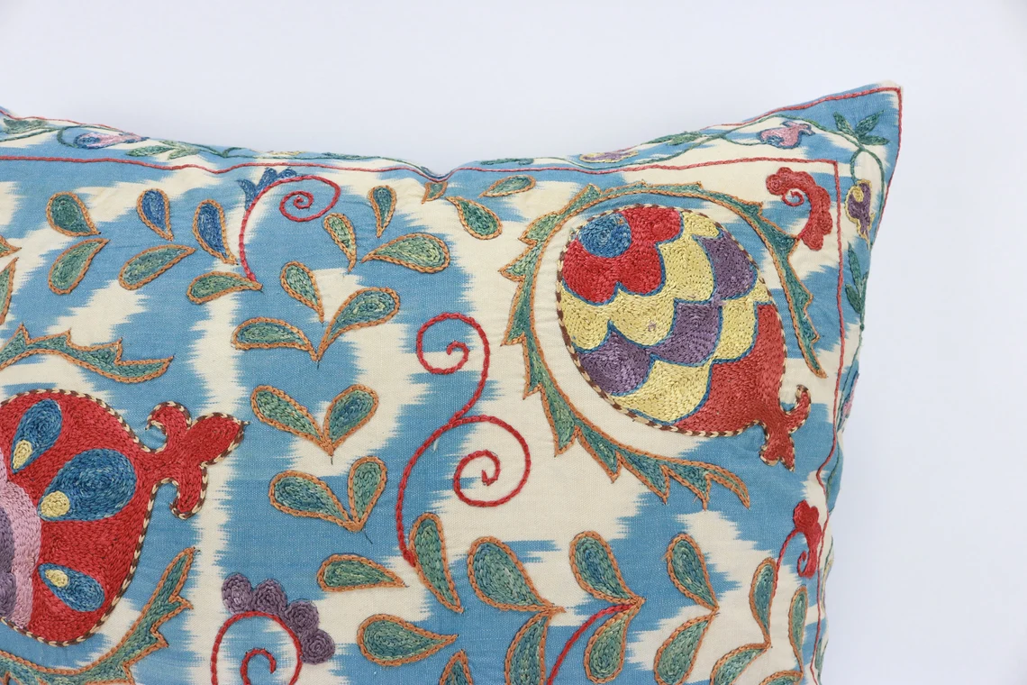 Suzani Pillow Uzbek hand embroidery Suzani Throw Pillow, Suzani Cushion Cover Suzani Pillow Cover Hand Embroidery Pillow Best Sale