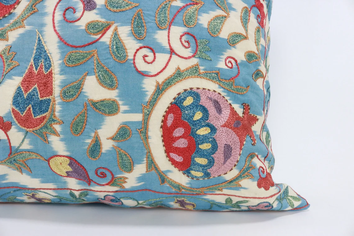 Suzani Pillow Uzbek hand embroidery Suzani Throw Pillow, Suzani Cushion Cover Suzani Pillow Cover Hand Embroidery Pillow Best Sale