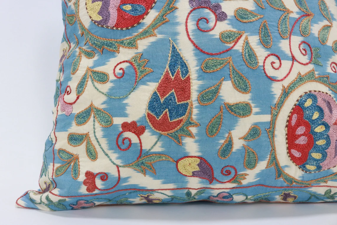 Suzani Pillow Uzbek hand embroidery Suzani Throw Pillow, Suzani Cushion Cover Suzani Pillow Cover Hand Embroidery Pillow Best Sale