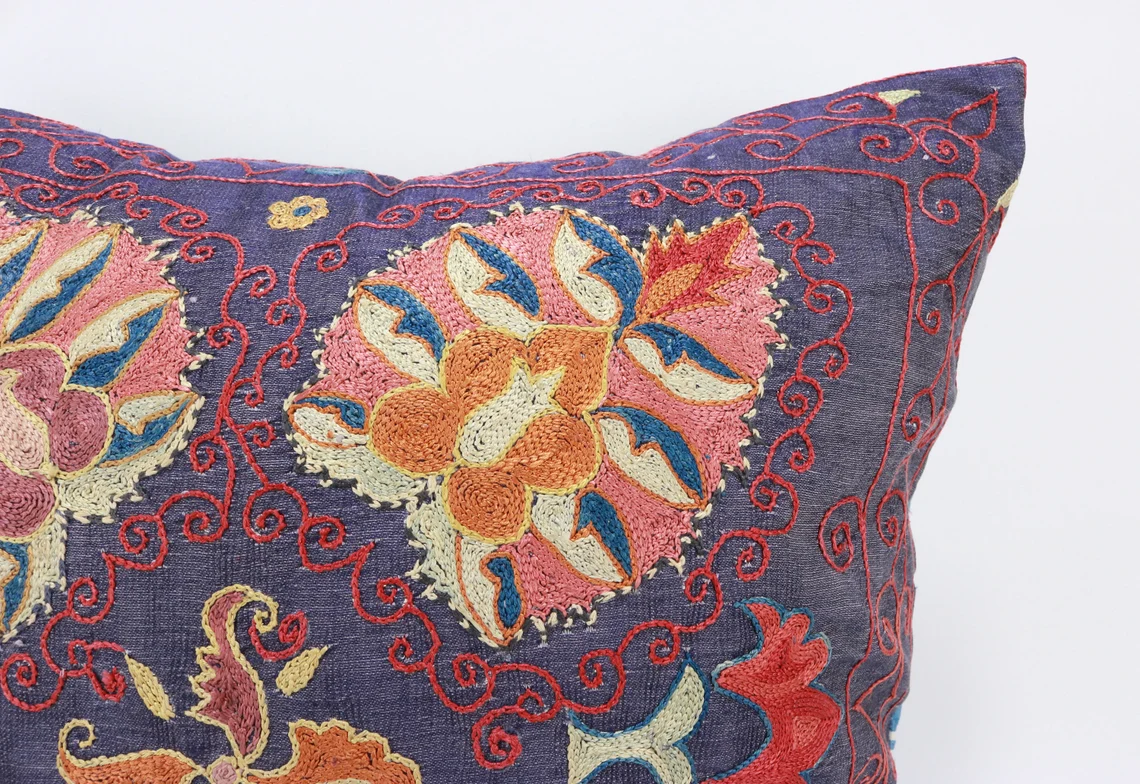 Suzani Pillow Uzbek hand embroidery Suzani Throw Pillow, Suzani Cushion Cover Suzani Pillow Cover Hand Embroidery Pillow Best Sale