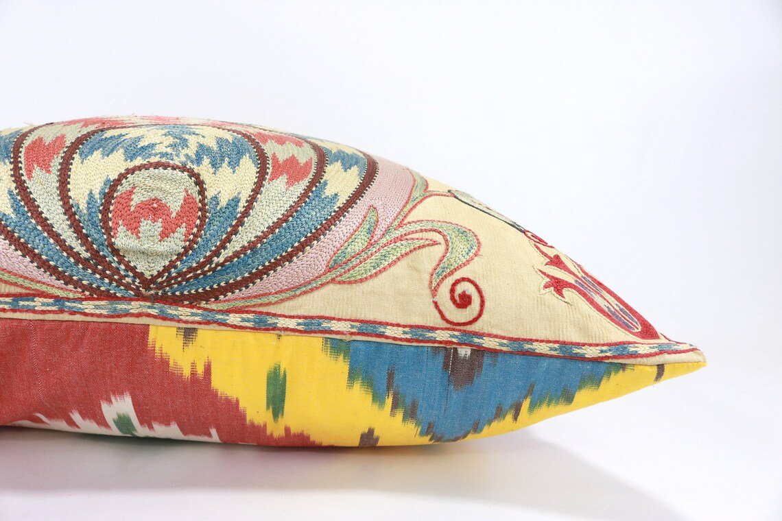 Uzbek Embroidery Suzani Pillow, Suzani Throw Pillow, Suzani Cushion Cover, Suzani Pillow Cover, Hand Embroidery Suzani Pillow, Best Sale