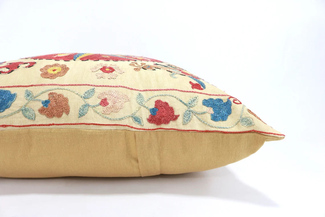 Uzbek Embroidery Suzani Pillow, Suzani Throw Pillow, Suzani Cushion Cover, Suzani Pillow Cover, Hand Embroidery Suzani Pillow, Best Sale