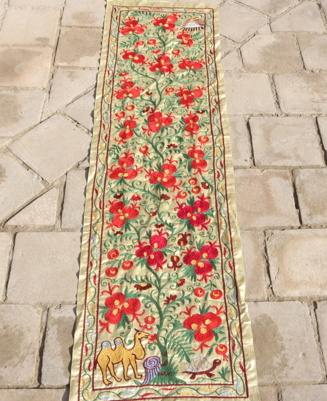 Suzani Runner Uzbek Silk embroidery,Suzani Fabric Suzani Wall Hanging, Bedspread, Bed cover, Wall hanging, Wall Decor fabric, Tablecloth