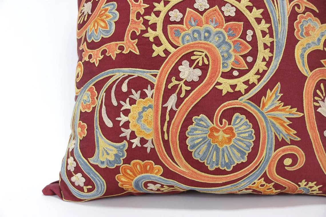 Suzani Pillow Uzbek hand embroidery Suzani Throw Pillow, Suzani Cushion Cover Suzani Pillow Cover Hand Embroidery Pillow Best Sale