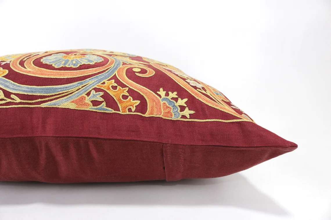 Suzani Pillow Uzbek hand embroidery Suzani Throw Pillow, Suzani Cushion Cover Suzani Pillow Cover Hand Embroidery Pillow Best Sale