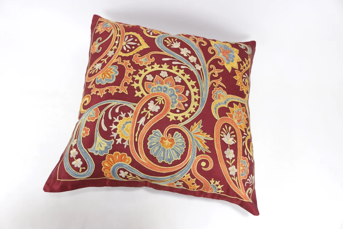 Suzani Pillow Uzbek hand embroidery Suzani Throw Pillow, Suzani Cushion Cover Suzani Pillow Cover Hand Embroidery Pillow Best Sale