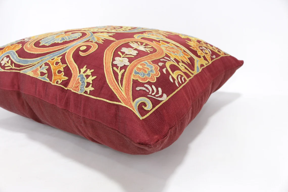 Suzani Pillow Uzbek hand embroidery Suzani Throw Pillow, Suzani Cushion Cover Suzani Pillow Cover Hand Embroidery Pillow Best Sale
