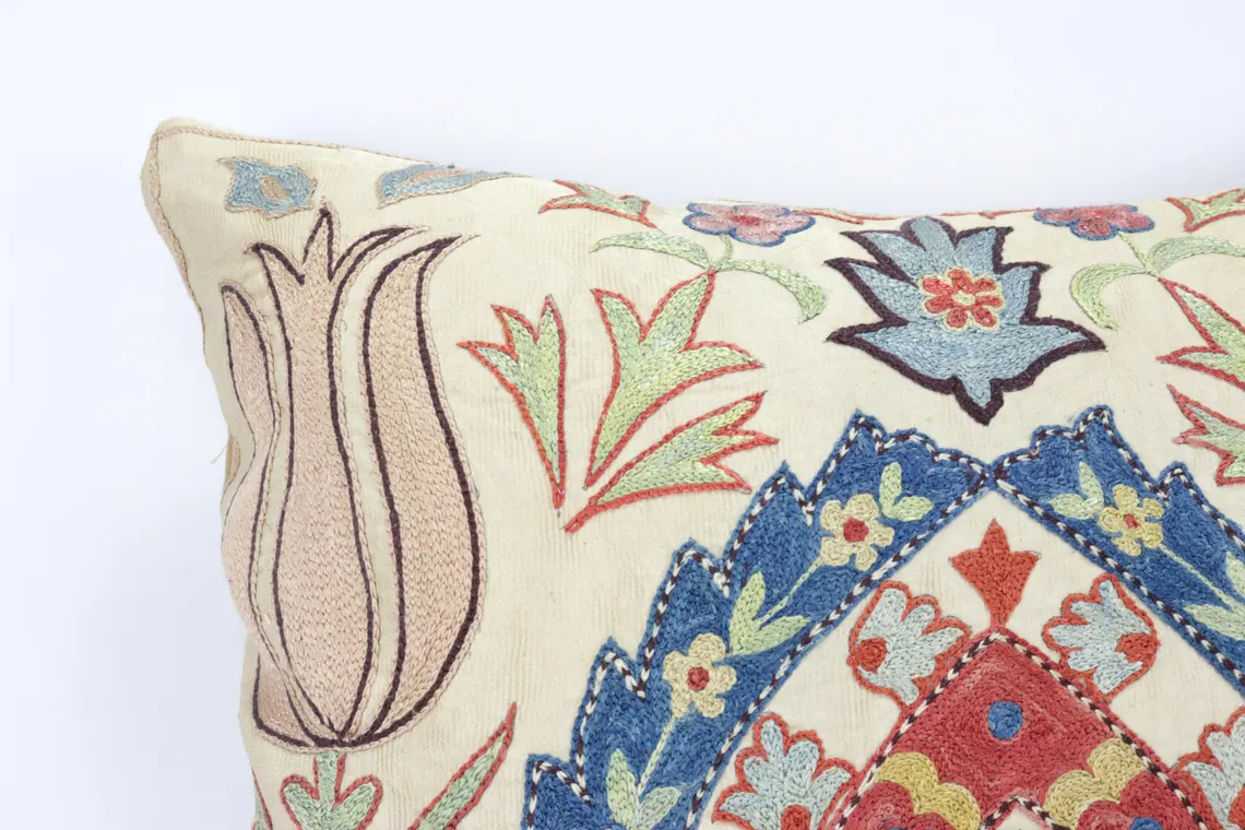 Suzani Pillow Uzbek Embroidery, Suzani Throw Pillow, Suzani Cushion Cover, Suzani Pillow Cover, Hand Embroidery Decorative Pillow-Pillowcase