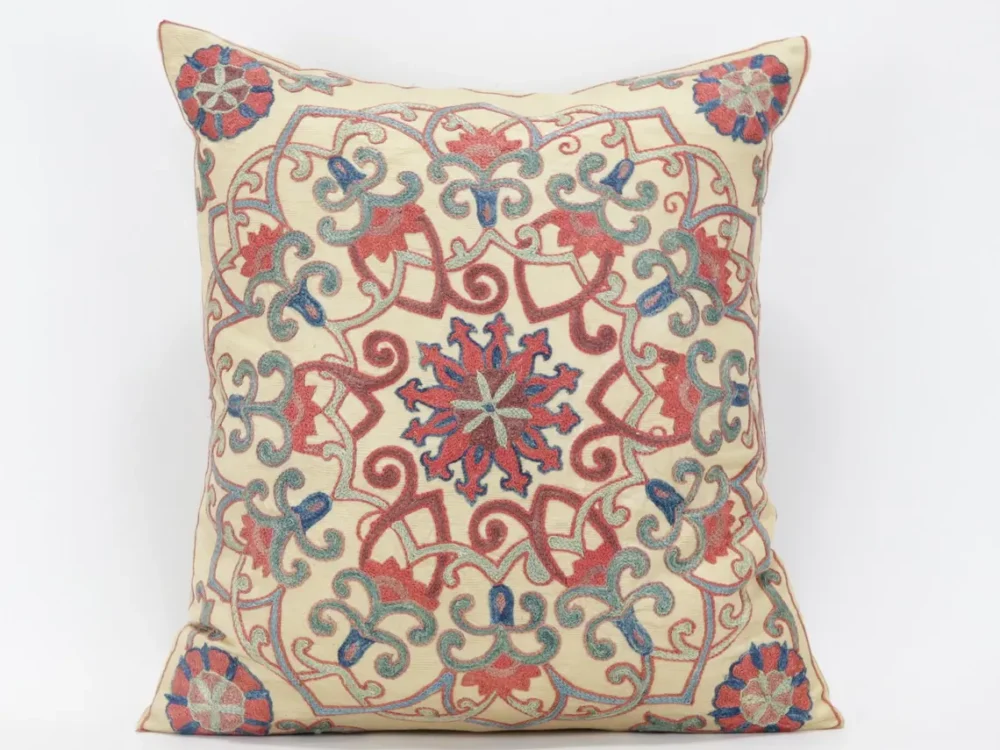 il_1140xN.6165358268_8yg6 Suzani Pillow Uzbek Embroidery, Suzani Throw Pillow, Suzani Cushion Cover, Suzani Pillow Cover, Hand Embroidery Decorative Pillow-Pillowcase