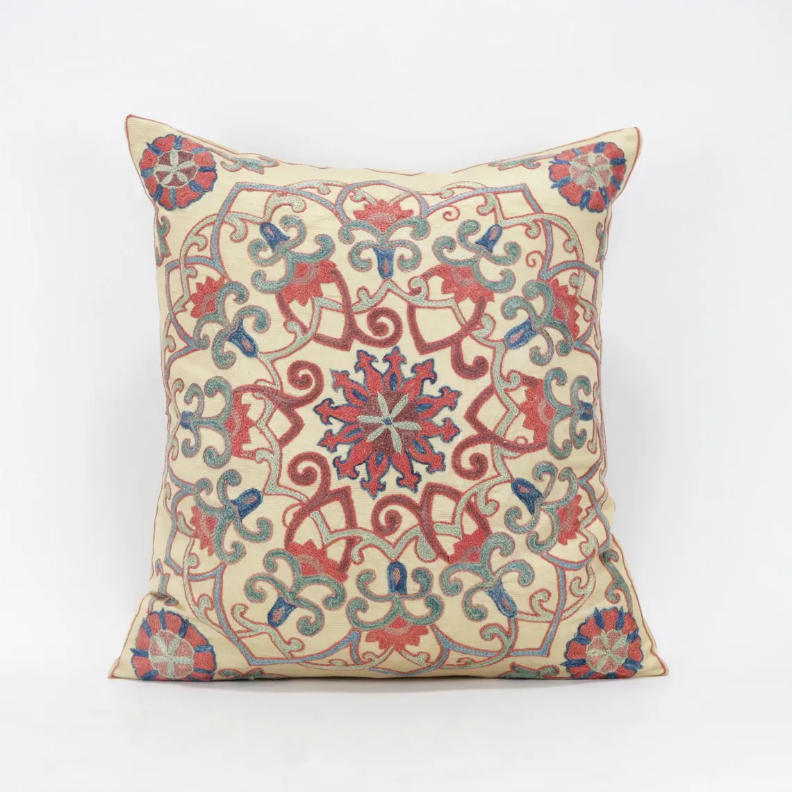 Suzani Pillow Uzbek Embroidery, Suzani Throw Pillow, Suzani Cushion Cover, Suzani Pillow Cover, Hand Embroidery Decorative Pillow-Pillowcase