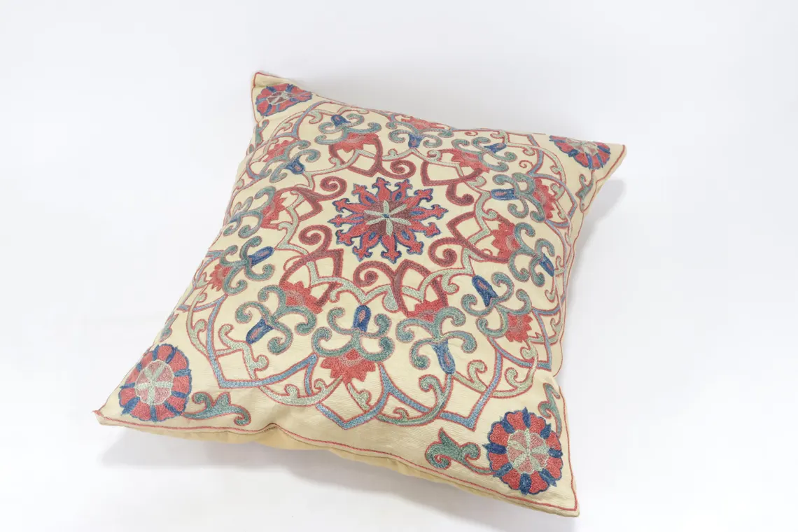 Suzani Pillow Uzbek Embroidery, Suzani Throw Pillow, Suzani Cushion Cover, Suzani Pillow Cover, Hand Embroidery Decorative Pillow-Pillowcase