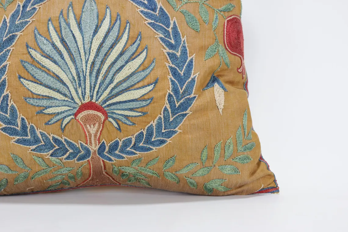 Suzani Pillow Uzbek Embroidery, Suzani Throw Pillow, Suzani Cushion Cover, Suzani Pillow Cover, Hand Embroidery Decorative Pillow-Pillowcase