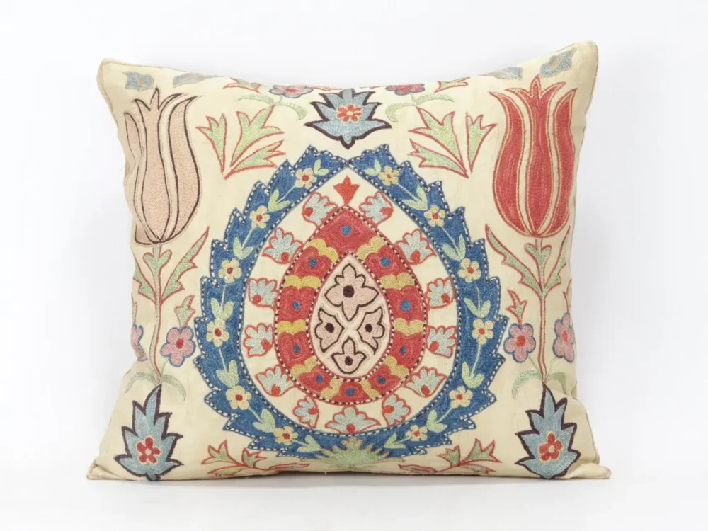 il_1140xN.6213414197_gxka Suzani Pillow Uzbek Embroidery, Suzani Throw Pillow, Suzani Cushion Cover, Suzani Pillow Cover, Hand Embroidery Decorative Pillow-Pillowcase