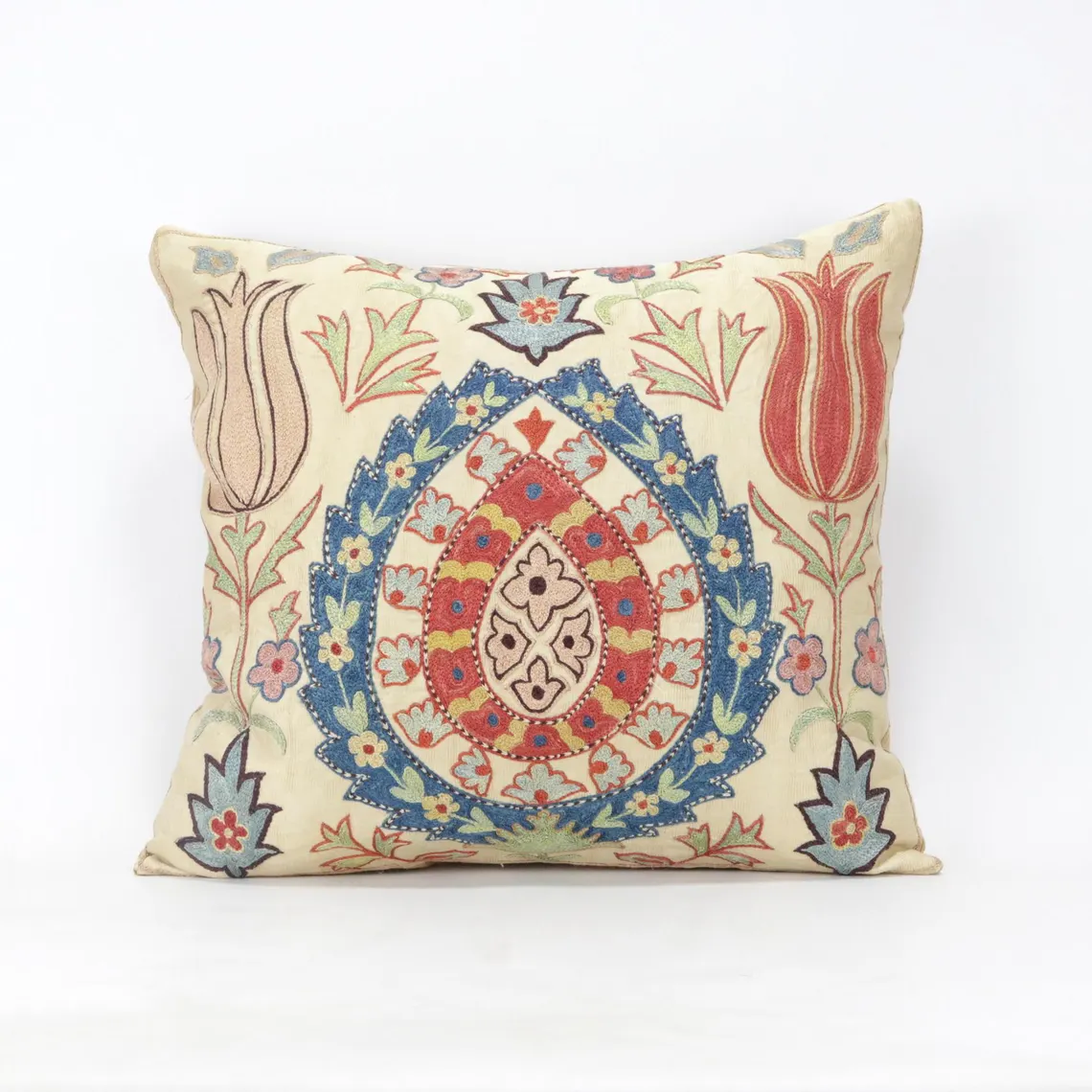 Suzani Pillow Uzbek Embroidery, Suzani Throw Pillow, Suzani Cushion Cover, Suzani Pillow Cover, Hand Embroidery Decorative Pillow-Pillowcase