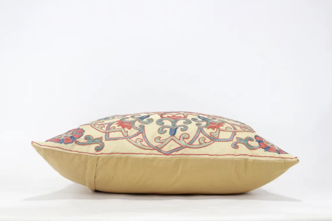 Suzani Pillow Uzbek Embroidery, Suzani Throw Pillow, Suzani Cushion Cover, Suzani Pillow Cover, Hand Embroidery Decorative Pillow-Pillowcase