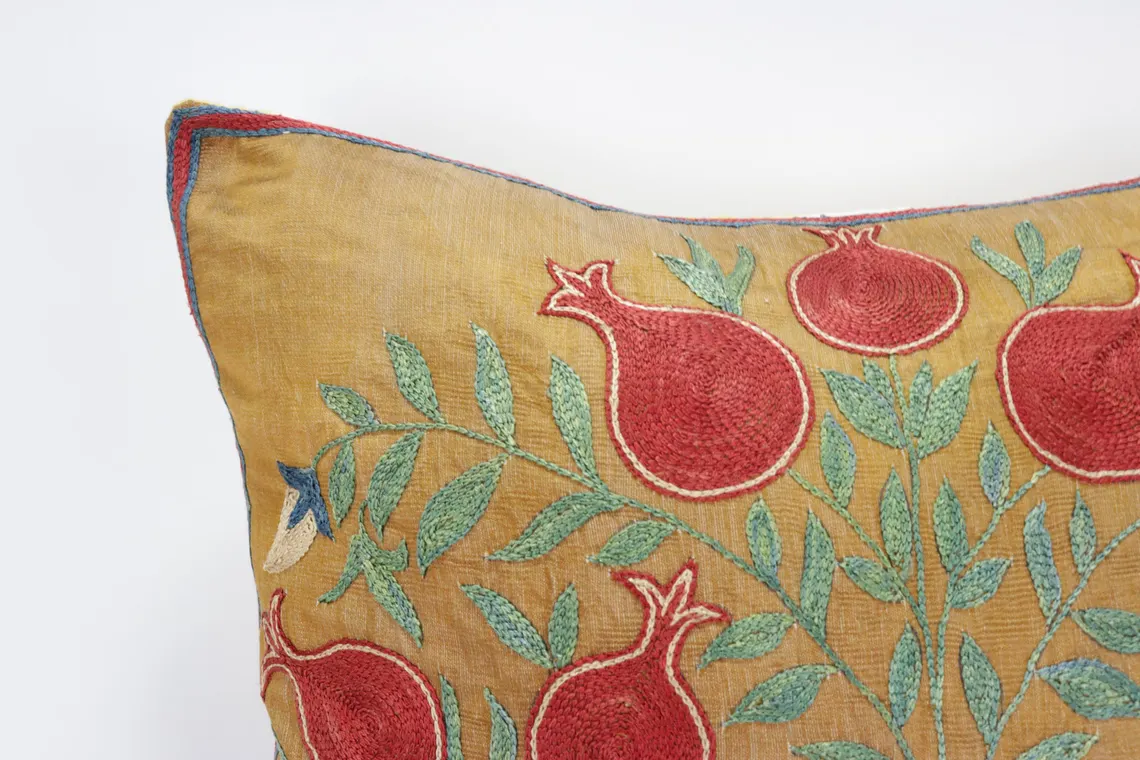 Suzani Pillow Uzbek Embroidery, Suzani Throw Pillow, Suzani Cushion Cover, Suzani Pillow Cover, Hand Embroidery Decorative Pillow-Pillowcase