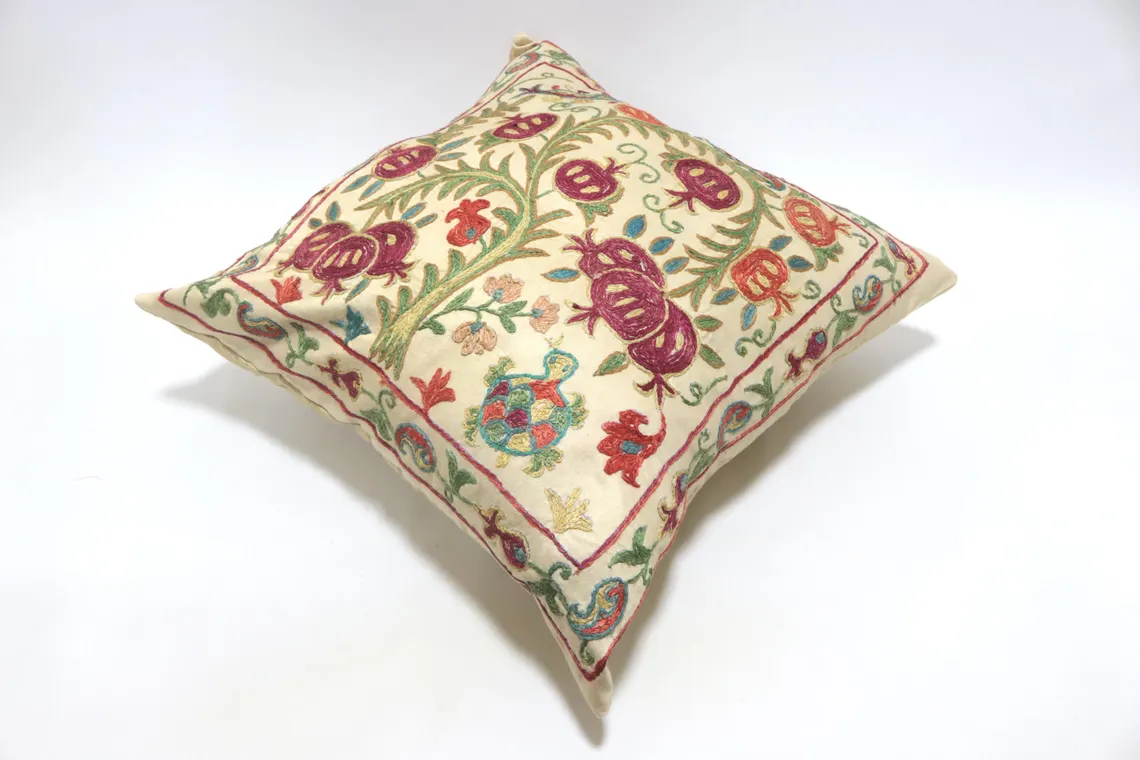 Suzani Pillow Uzbek Embroidery,Suzani 16 x 16 Throw Pillow, Suzani Cushion Cover,Suzani Pillow Cover,Hand Embroidery Suzani Pillow,Best Sale