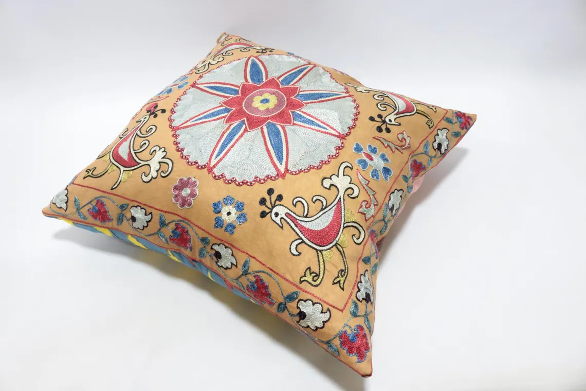 Suzani Pillow Uzbek hand embroidery Suzani Throw Pillow, Suzani Cushion Cover Suzani Pillow Cover Hand Embroidery Pillow Best Sale