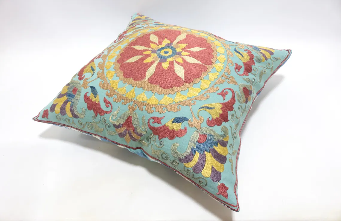 Suzani Pillow Uzbek hand embroidery Suzani Throw Pillow, Suzani Cushion Cover Suzani Pillow Cover Hand Embroidery Pillow Best Sale