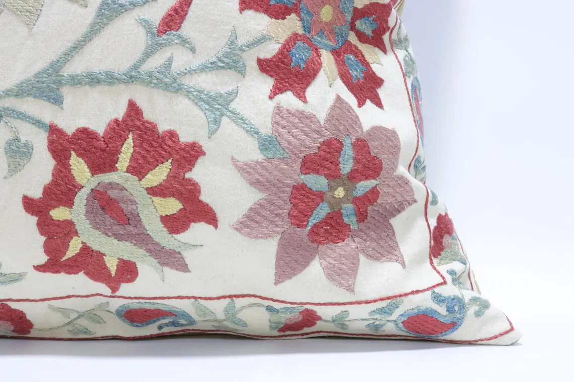 Suzani Pillow Uzbek hand embroidery Suzani Throw Pillow, Suzani Cushion Cover Suzani Pillow Cover Hand Embroidery Pillow Best Sale