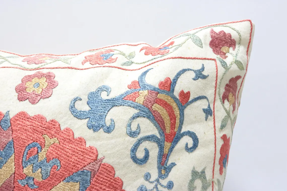 Suzani Pillow Uzbek hand embroidery Suzani Throw Pillow, Suzani Cushion Cover Suzani Pillow Cover Hand Embroidery Pillow Best Sale