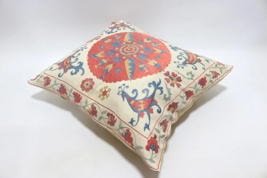 Suzani Pillow Uzbek hand embroidery Suzani Throw Pillow, Suzani Cushion Cover Suzani Pillow Cover Hand Embroidery Pillow Best Sale