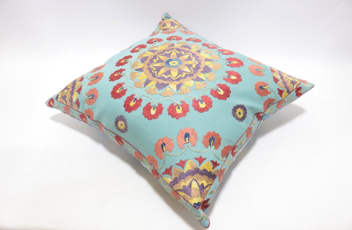 Suzani Pillow Uzbek hand embroidery Suzani Throw Pillow, Suzani Cushion Cover Suzani Pillow Cover Hand Embroidery Pillow Best Sale